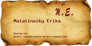 Malatinszky Erika névjegykártya